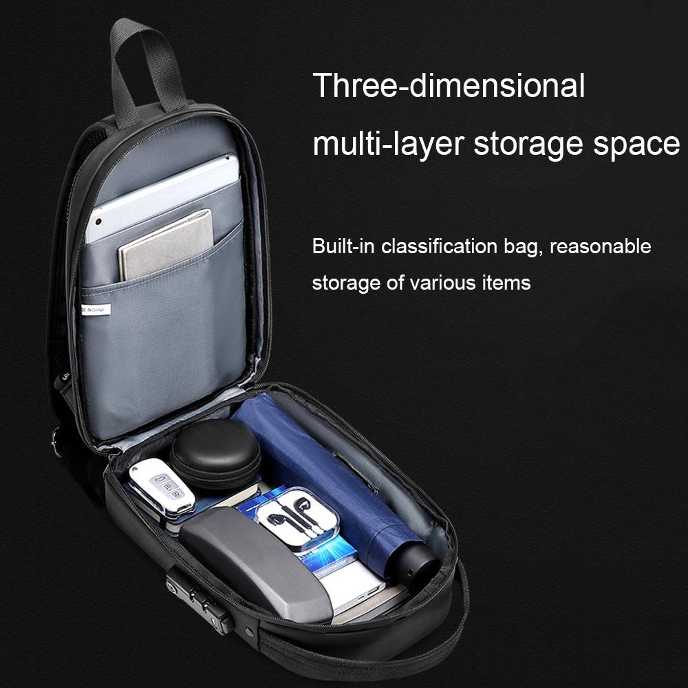 Waterproof Chest Bag Usb Port Lightweight Outdoor Shoulder Messenger Bag