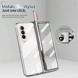 For Samsung Galaxy Z Fold4 5G Full Body Phone Case with Integrated Hinge and Pen Slot - Rose Gold