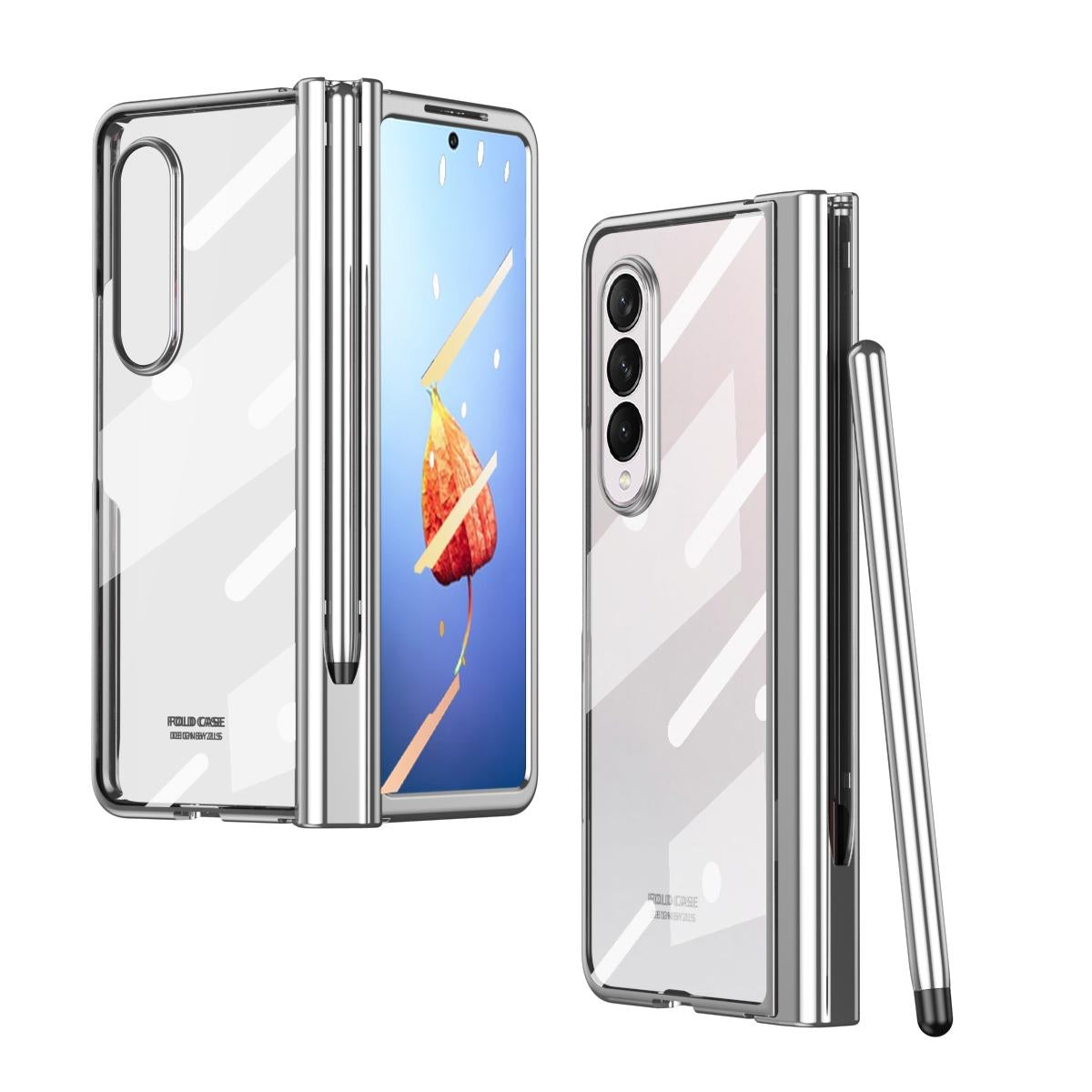 For Samsung Galaxy Z Fold4 5G Full Body Phone Case with Integrated Hinge and Pen Slot - Rose Gold