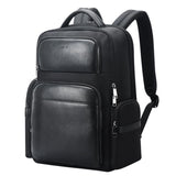 Large-capacity Business Laptop Backpack with Usb & Type-c Port - First-layer Cowhide Black - Front View