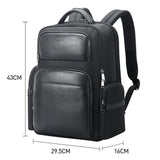 Large-capacity Business Laptop Backpack with Usb & Type-c Port - First-layer Cowhide Black - 45-Degree Angle