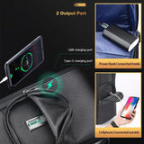 Large-capacity Business Laptop Backpack with Usb & Type-c Port - First-layer Cowhide Black - Close-Up Angle