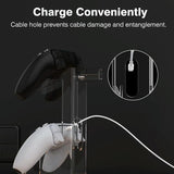 Black Acrylic Game Controller Display Stand With Headphone Hanger - Top-Down View