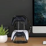 Black Acrylic Game Controller Display Stand With Headphone Hanger - Rear View