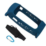 Shockproof Silicone Protective Case for Jbl Pulse4 with Carabiner & Lanyard - Black - Front View