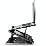 Portable Laptop Stand - Adjustable Height Foldable Heat Dissipation - Elegant Black - Front View