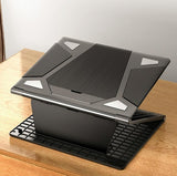Portable Laptop Stand - Adjustable Height Foldable Heat Dissipation - Elegant Black - Side View