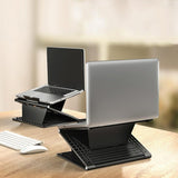 Portable Laptop Stand - Adjustable Height Foldable Heat Dissipation - Elegant Black - Low Angle