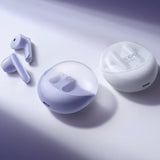 Wireless Bluetooth Earphones with Noise Reduction for Calls and Music - Semi-in-ear Design - White - Side View