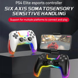 Wireless Bluetooth Grip for Ps4 with Dazzling Colour Light - Black - Side View