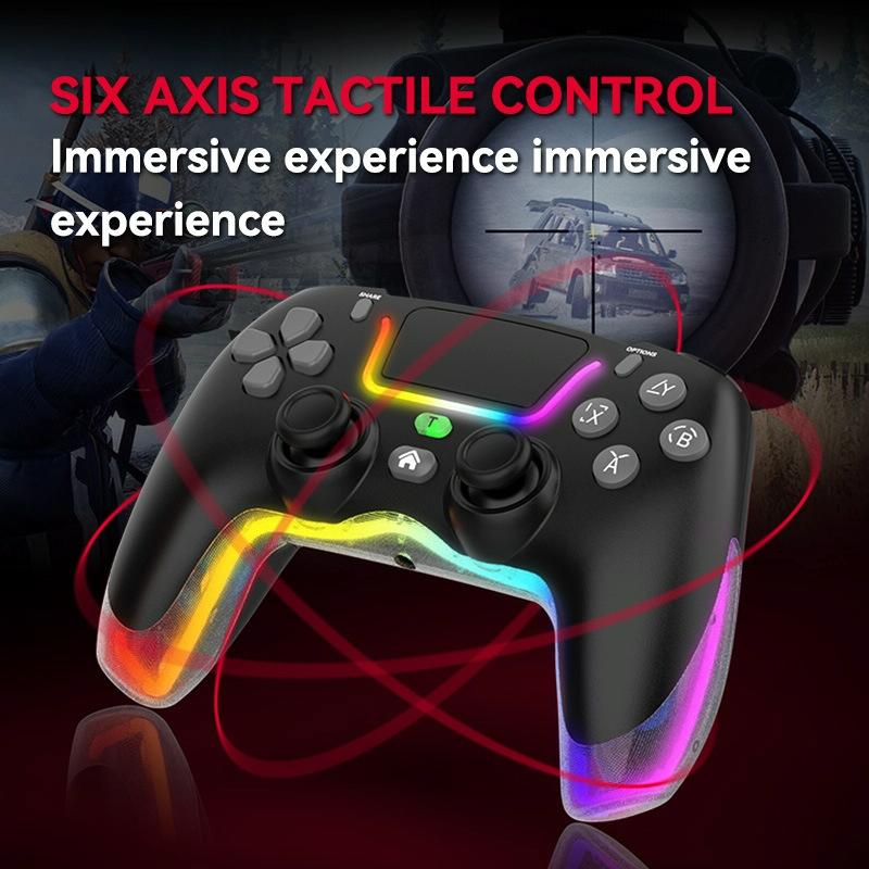 Wireless Bluetooth Grip for Ps4 with Dazzling Colour Light - Black