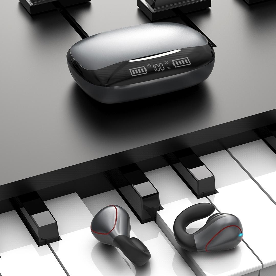 Wireless T20 Tws Bluetooth Earphones with Led Display & Charging Box - Black