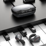 Wireless T20 Tws Bluetooth Earphones with Led Display & Charging Box - Black - Side View