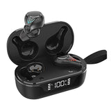 Waterproof T8 Wireless Bluetooth Earbuds with Led Display - Black - Front View