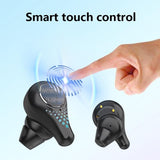Waterproof T8 Wireless Bluetooth Earbuds with Led Display - Black - Rear View