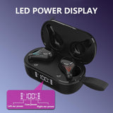Waterproof T8 Wireless Bluetooth Earbuds with Led Display - Black - Close-Up Angle