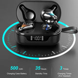 Waterproof T8 Wireless Bluetooth Earbuds with Led Display - Black - Low Angle