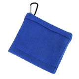 Blue Terry Towel for Wet and Dry Golf Cleaning with Hook - Front View