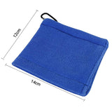 Blue Terry Towel for Wet and Dry Golf Cleaning with Hook - Side View