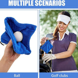 Blue Terry Towel for Wet and Dry Golf Cleaning with Hook - Rear View
