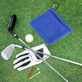 Blue Terry Towel for Wet and Dry Golf Cleaning with Hook - Close-Up Angle