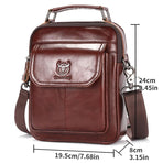 Large Capacity Retro Cowhide Crossbody Bag - Black