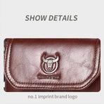 Large Capacity Retro Cowhide Crossbody Bag - Black