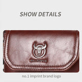 Large Capacity Retro Cowhide Crossbody Bag - Black - Rear View