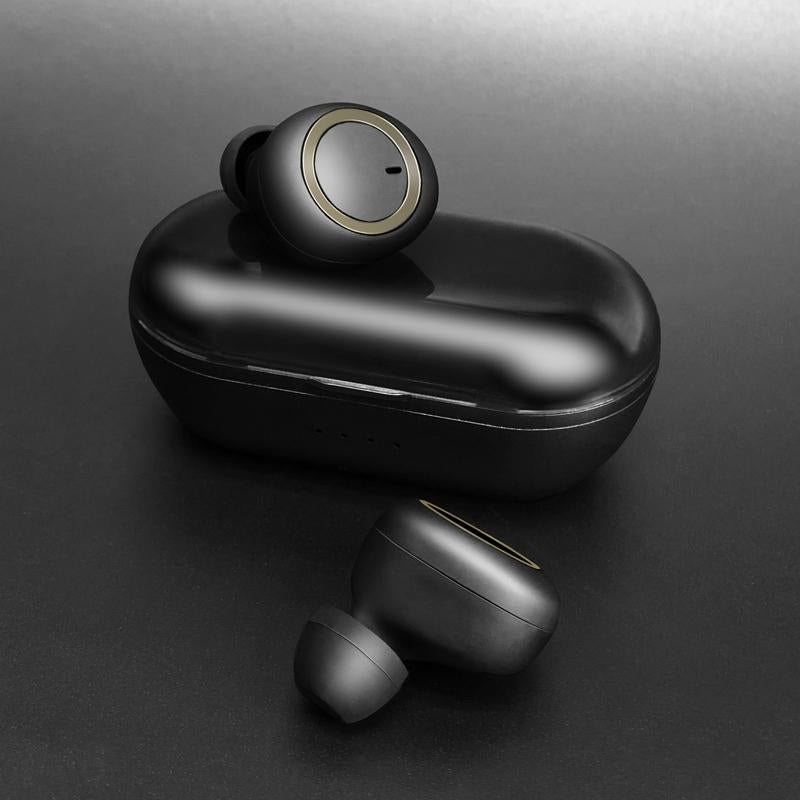 Mini Invisible Tws Bluetooth 5.0 Earphones with Charging Box & Mic - Black