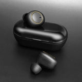 Mini Invisible Tws Bluetooth 5.0 Earphones with Charging Box & Mic - Black
