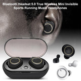 Mini Invisible Tws Bluetooth 5.0 Earphones with Charging Box & Mic - Black