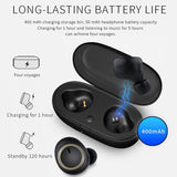 Mini Invisible Tws Bluetooth 5.0 Earphones with Charging Box & Mic - Black
