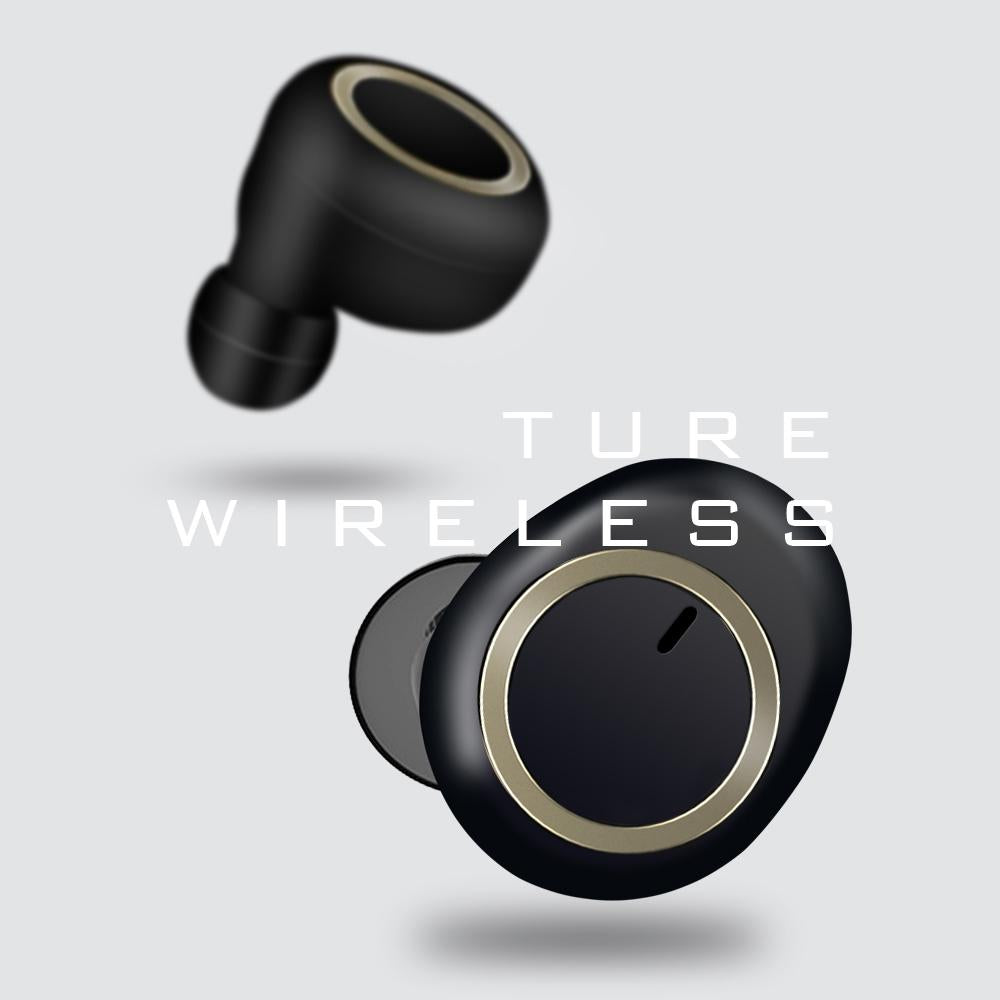 Mini Invisible Tws Bluetooth 5.0 Earphones with Charging Box & Mic - Black