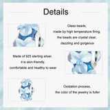 925 Sterling Silver Blue Flower Glass Bead Diy Jewelry - 45-Degree Angle