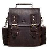 Brown Leather Crossbody Backpack For Men - Front View