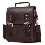 Brown Leather Crossbody Backpack For Men - Side View