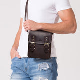 Brown Leather Crossbody Backpack For Men - Extra Image