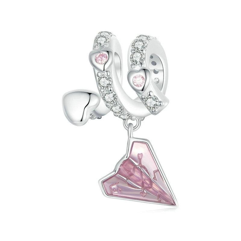 925 Sterling Silver Paper Airplane Love Letter Pendant