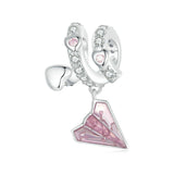 925 Sterling Silver Paper Airplane Love Letter Pendant - Front View