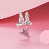 925 Sterling Silver Paper Airplane Love Letter Pendant - Side View