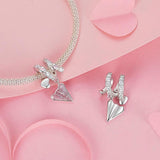 925 Sterling Silver Paper Airplane Love Letter Pendant - Top-Down View
