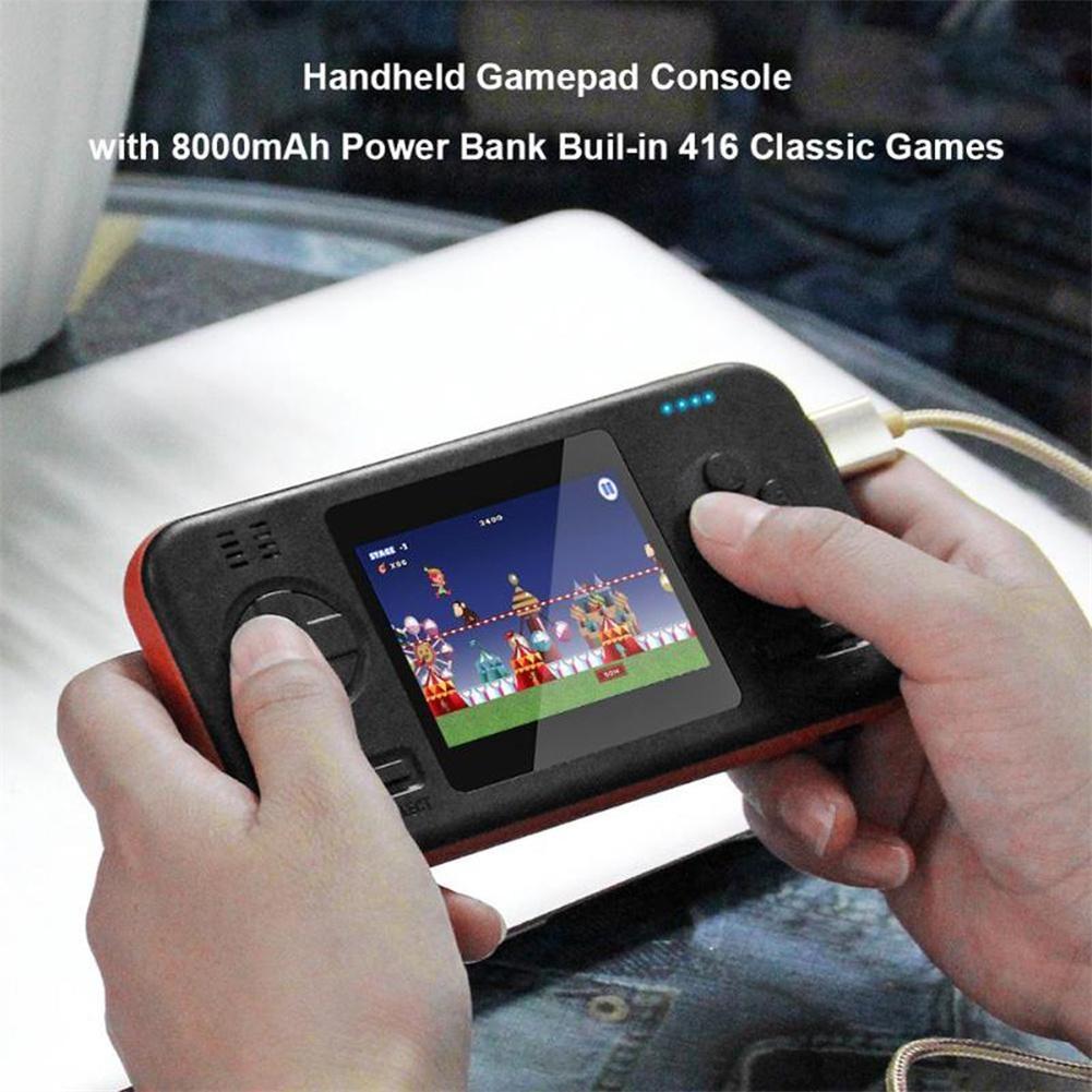 Portable Game Console With 8000Mah Battery And Colour Screen - Black Orange