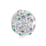 925 Sterling Silver Platinum Plated Hollow Flower Vine Diy Beads - Front View