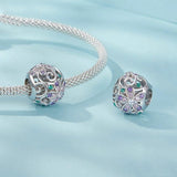 925 Sterling Silver Platinum Plated Hollow Flower Vine Diy Beads - Top-Down View