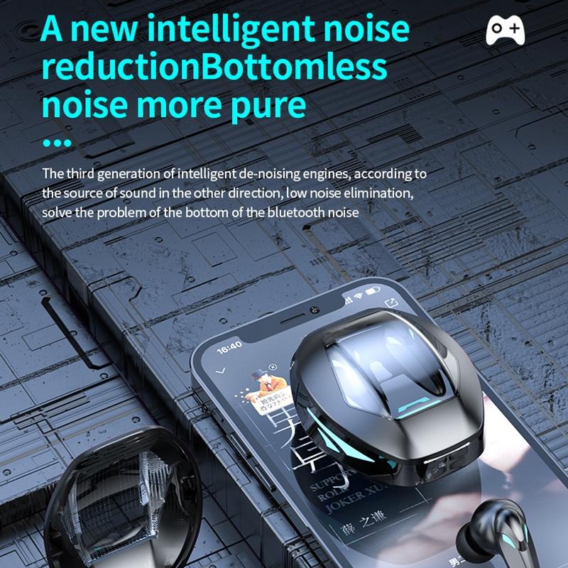 Wireless Gaming Earphones with Noise Reduction - Black