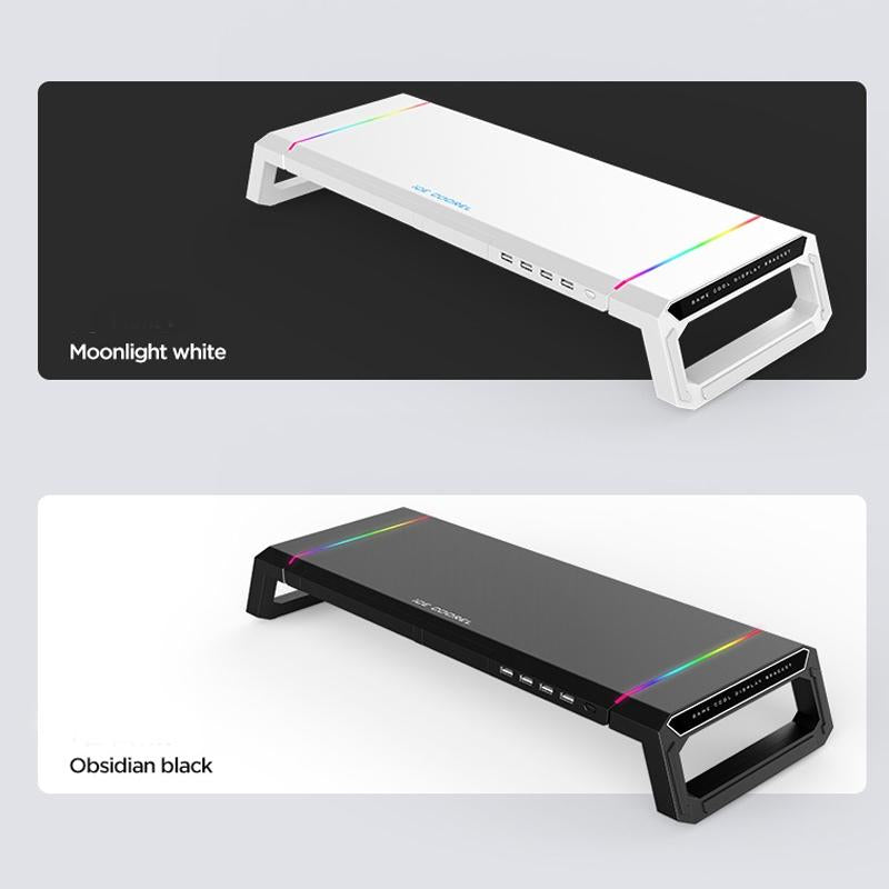 Foldable Laptop Stand with Rgb Lighting & Usb Expansion - Monitor Rack - Moonlight White