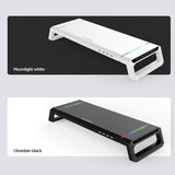 Foldable Laptop Stand with Rgb Lighting & Usb Expansion - Monitor Rack - Moonlight White - Side View
