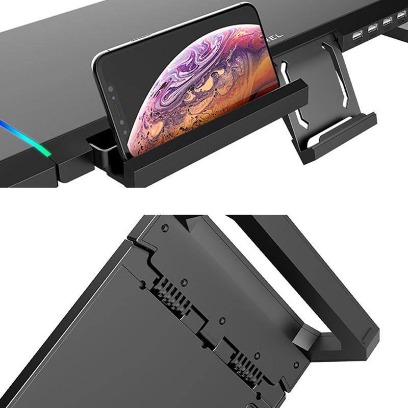 Foldable Laptop Stand with Rgb Lighting & Usb Expansion - Monitor Rack - Moonlight White