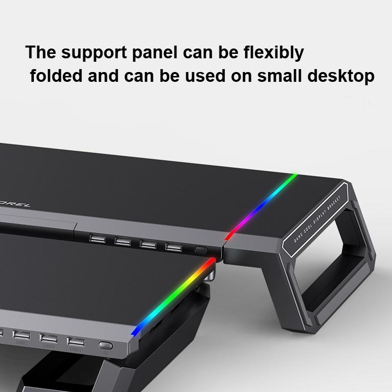 Foldable Laptop Stand with Rgb Lighting & Usb Expansion - Monitor Rack - Moonlight White