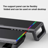 Foldable Laptop Stand with Rgb Lighting & Usb Expansion - Monitor Rack - Moonlight White - Extra Image